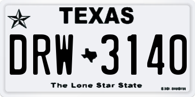 TX license plate DRW3140