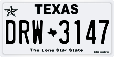 TX license plate DRW3147