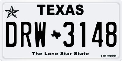 TX license plate DRW3148