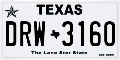 TX license plate DRW3160