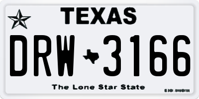 TX license plate DRW3166