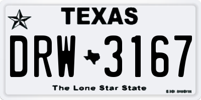 TX license plate DRW3167