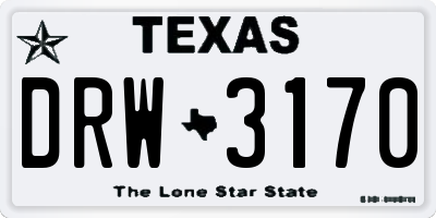 TX license plate DRW3170