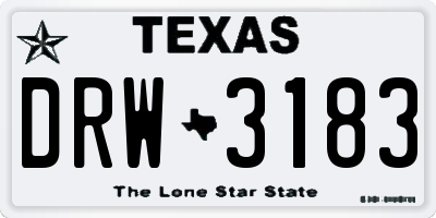 TX license plate DRW3183