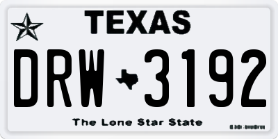 TX license plate DRW3192
