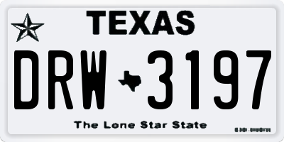 TX license plate DRW3197
