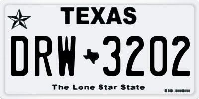 TX license plate DRW3202