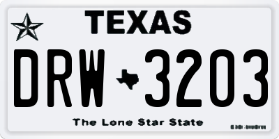 TX license plate DRW3203