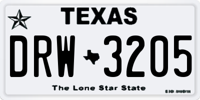 TX license plate DRW3205