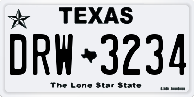 TX license plate DRW3234