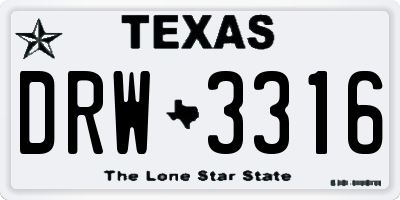 TX license plate DRW3316
