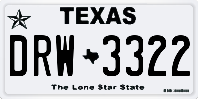 TX license plate DRW3322