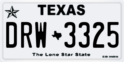 TX license plate DRW3325