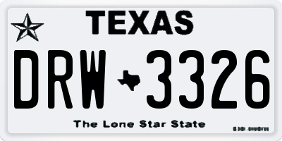 TX license plate DRW3326