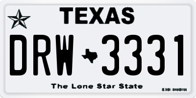 TX license plate DRW3331