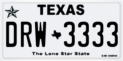 TX license plate DRW3333