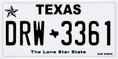 TX license plate DRW3361