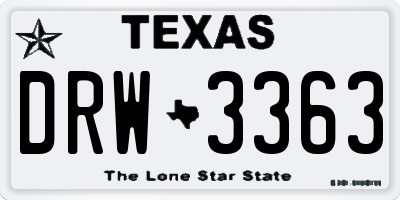 TX license plate DRW3363