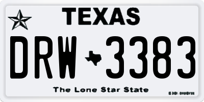 TX license plate DRW3383