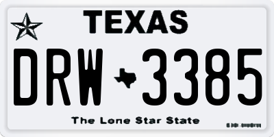 TX license plate DRW3385