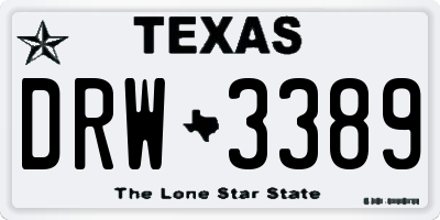 TX license plate DRW3389
