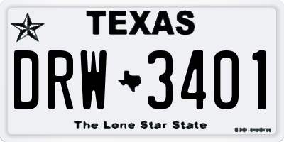 TX license plate DRW3401