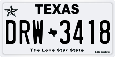 TX license plate DRW3418