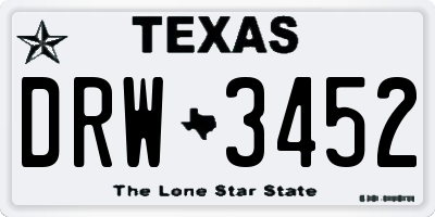 TX license plate DRW3452