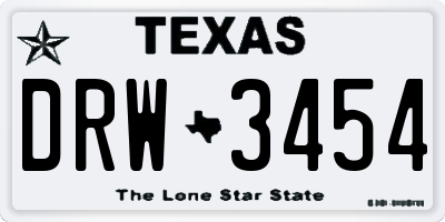 TX license plate DRW3454