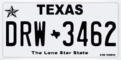 TX license plate DRW3462