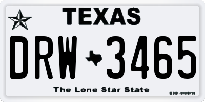 TX license plate DRW3465