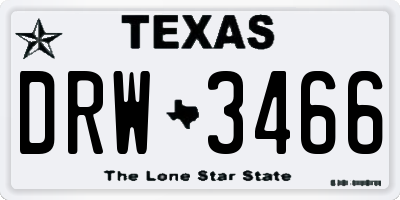 TX license plate DRW3466