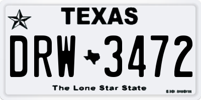 TX license plate DRW3472