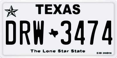 TX license plate DRW3474