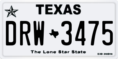 TX license plate DRW3475