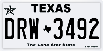 TX license plate DRW3492