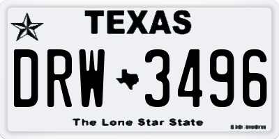TX license plate DRW3496