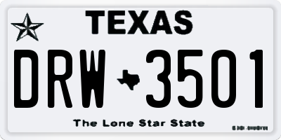 TX license plate DRW3501