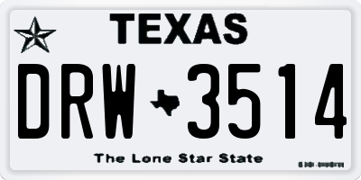 TX license plate DRW3514