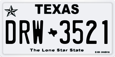 TX license plate DRW3521