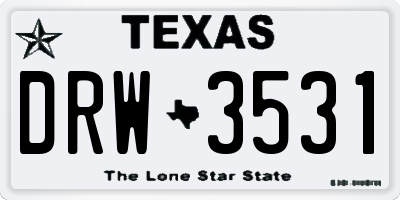 TX license plate DRW3531