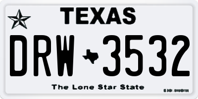 TX license plate DRW3532
