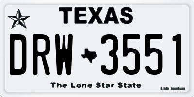 TX license plate DRW3551