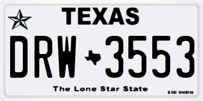 TX license plate DRW3553