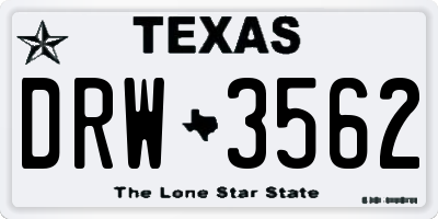 TX license plate DRW3562