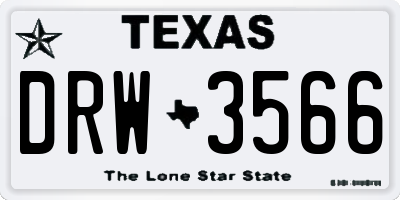 TX license plate DRW3566