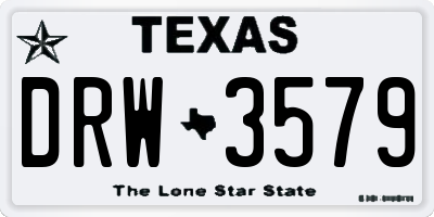 TX license plate DRW3579