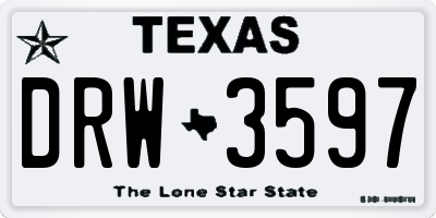 TX license plate DRW3597