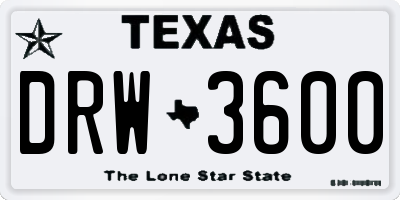 TX license plate DRW3600