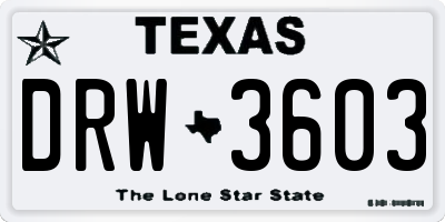 TX license plate DRW3603